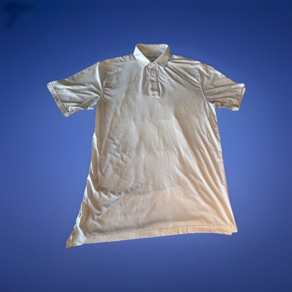 Straight Down Polo XL White Golf Performance Short Sleeve Crest Logo